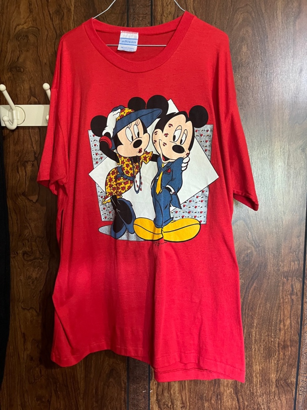 Red Short Sleeve Graphic Tee with Mickey & Minnie